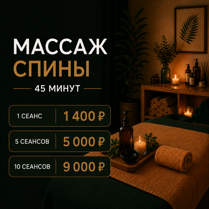 Массаж спины, 45 минут 