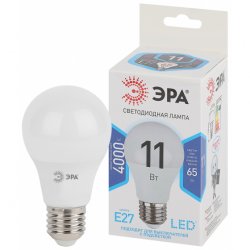 Лампочка светодиодная ЭРА STD LED A60-11W-840-E27 11 Вт груша нейтральный белый свет
