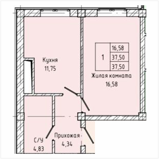 1-комн. 37,5кв.м