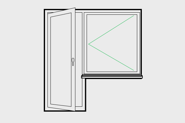 Балкон и окно с поворотом