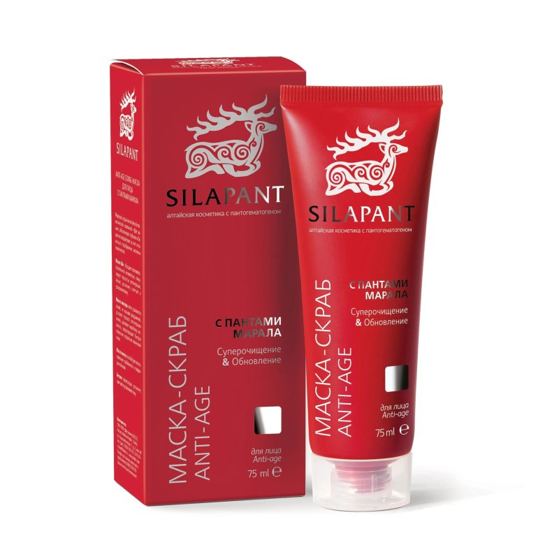 ANTI-AGE МАСКА-СКРАБ ДЛЯ ЛИЦА С ПАНТАМИ МАРАЛА СИЛАПАНТ, 75мл