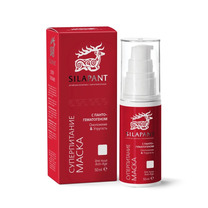 МАСКА ДЛЯ ЛИЦА С ПАНТОГЕМАТОГЕНОМ "СУПЕРПИТАНИЕ И ПОДТЯГИВАНИЕ" СИЛАПАНТ, 50мл