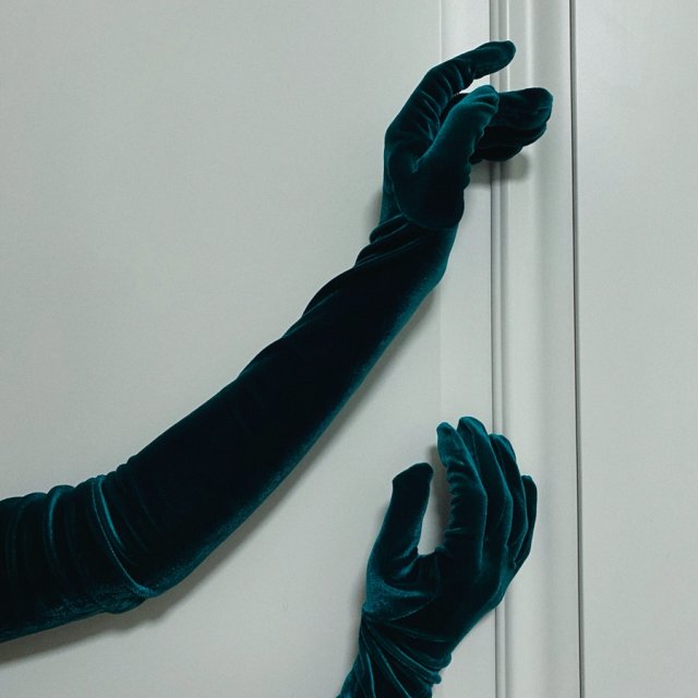Длинные перчатки из велюра