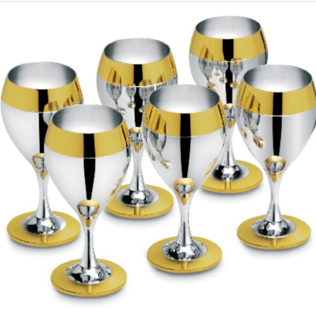 ПРИНЦ-набор бокалов для воды посеребренный с золотым декором 6 штук LS-173-3-DG