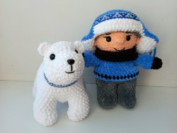 Игрушка Сувенир Медвежонок и мальчик ручная работа