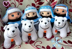 Игрушка Сувенир Медвежонок и мальчик ручная работа