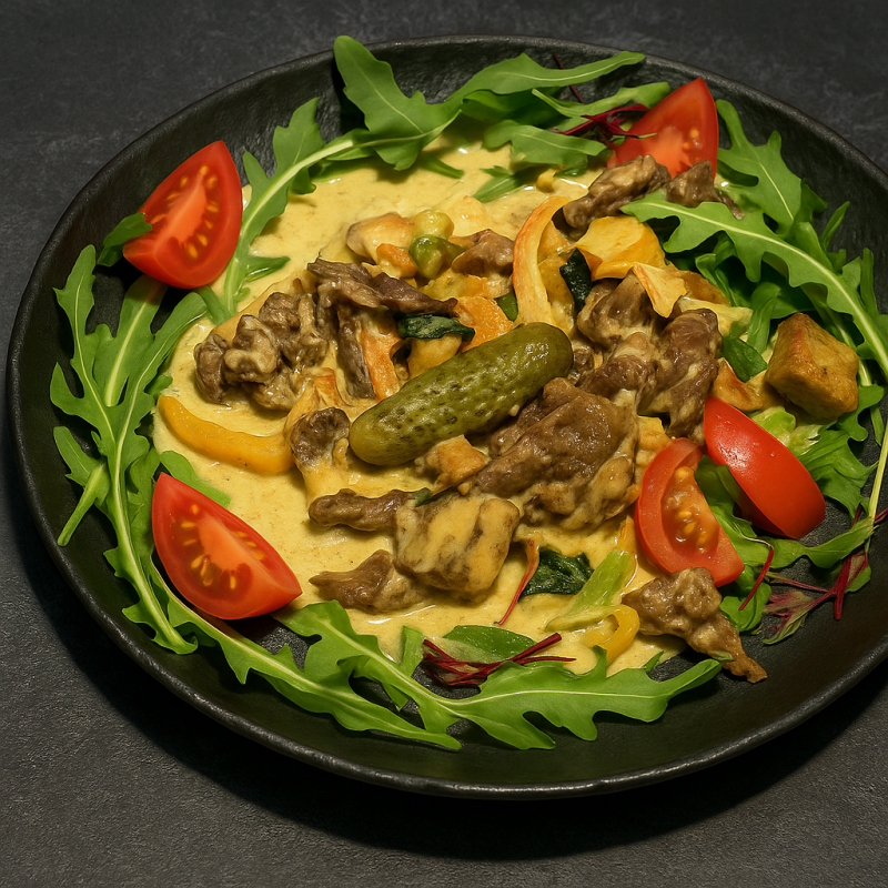 Салат Тёплый с говядиной и овощами