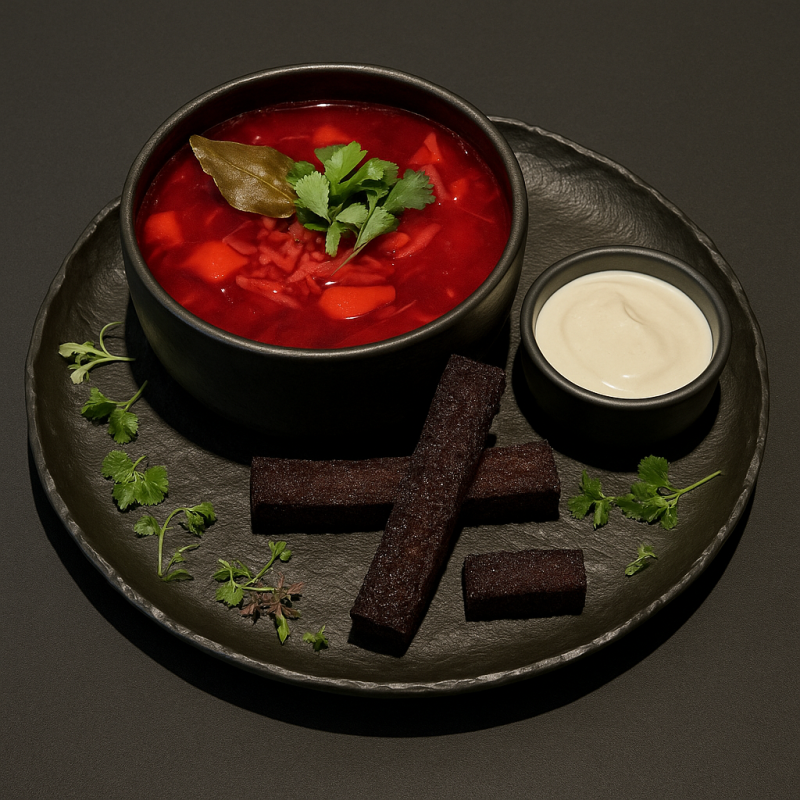 Борщ с чесночными гренками