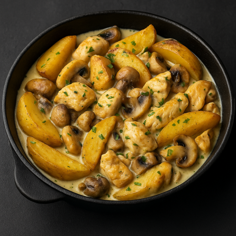 Жаркое с курицей и грибами