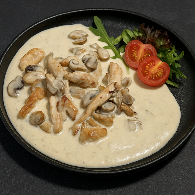 Куриное филе в сливочном соусе с грибами