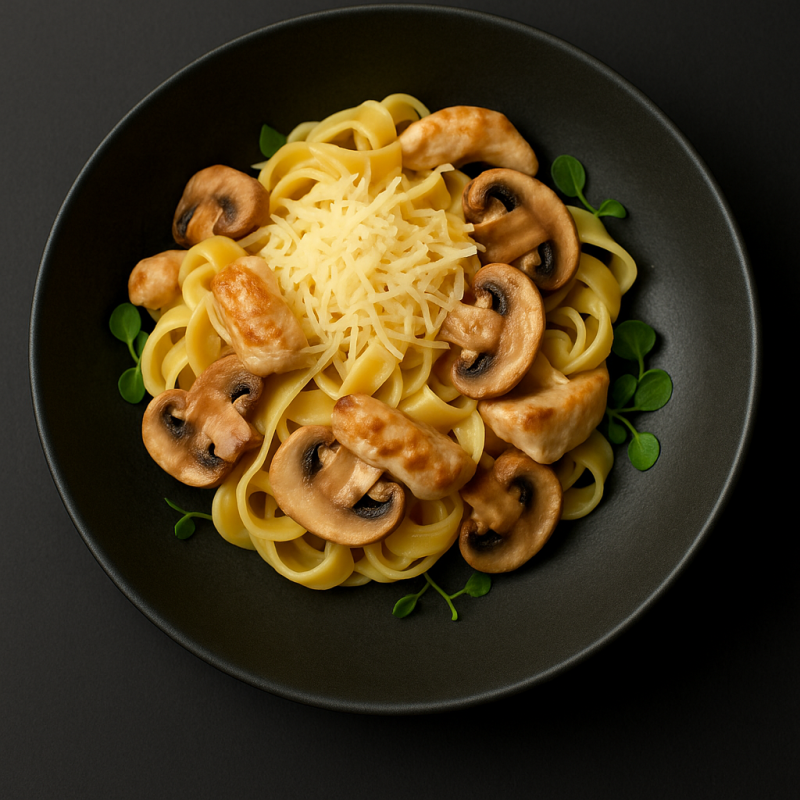 Фетучини с курицей и грибами