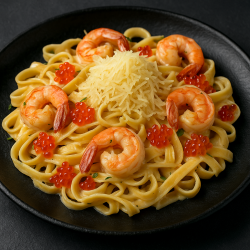 Фетучини с креветками