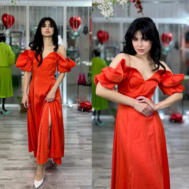 Платье на золотых лямках