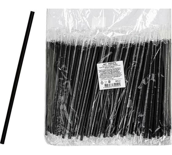 Трубочки 8х240мм прямые ЧЕРНЫЕ Complement в инд. ПП упаковке 250шт/уп 54/13500