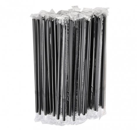 ЛП Трубочки 8х240мм усиленные прямые ЧЕРНЫЕ в инд.ПП упаковке 250шт/уп 16/4000