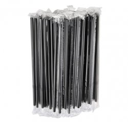 ЛП Трубочки 8х240мм усиленные прямые ЧЕРНЫЕ в инд.ПП упаковке 250шт/уп 16/4000