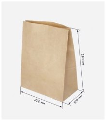 Пакет бумажный 220х120х290мм КРАФТ 60г 50шт 16/800