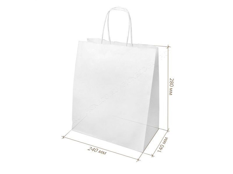 Пакет с кручеными ручками 240х140х280мм ВИТА БЕЛЫЙ 1/250