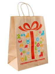 Пакет с кручеными ручками 260х150х340мм Подарок 70г 1/200