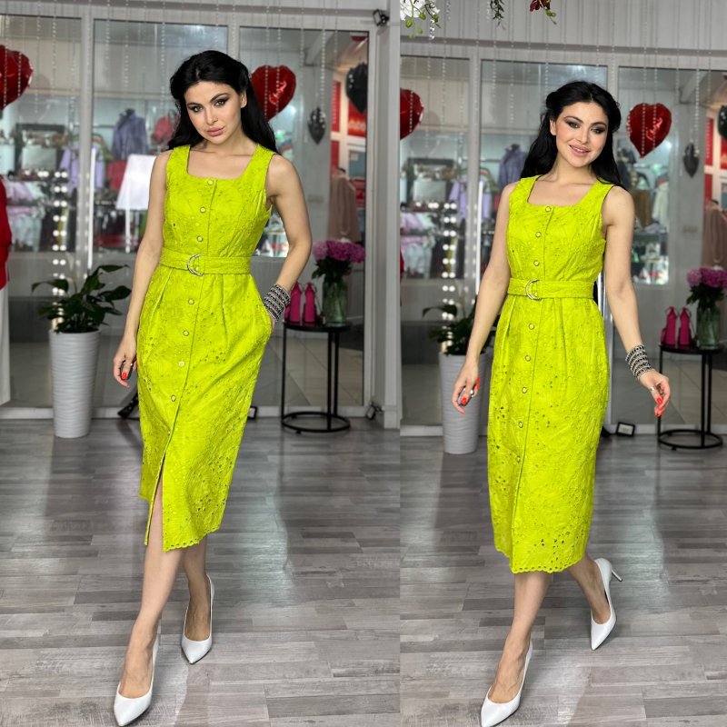 Платье в лаймовом  оттенке
