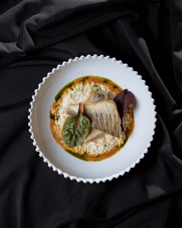 Судак с орзо