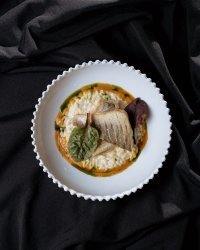 Судак с орзо