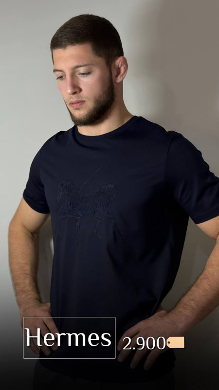 Тёмно-синяя футболка Hermes