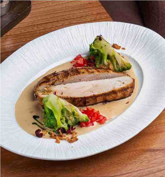 Сочная индейка с брокколи в сливочно-устричном соусе