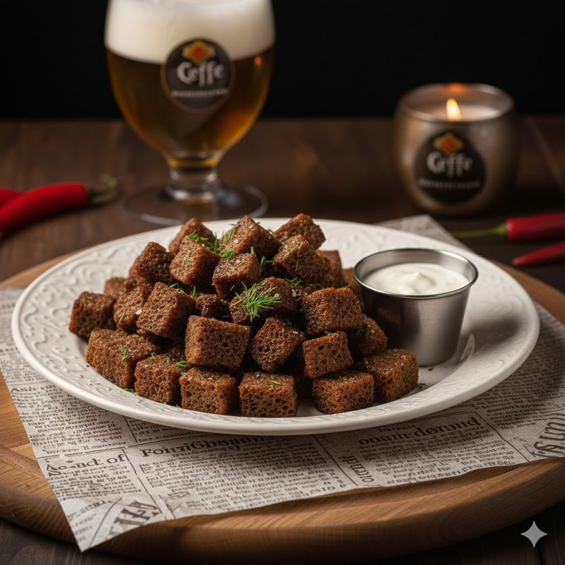 Гренки бородинские по-домашнему с чесночным соусом