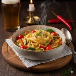 Феттучини с овощами