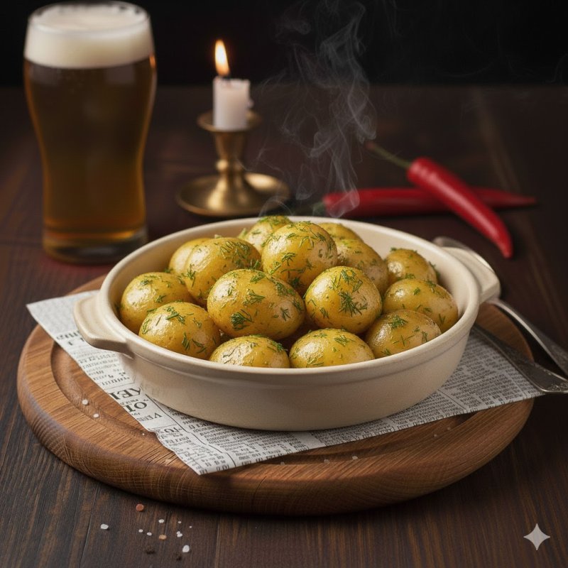 Картошка отварная с укропом