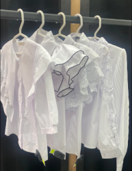 Школьные рубашки для девочек с длинным рукавом белые