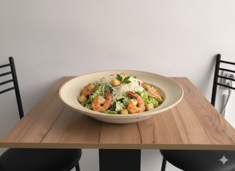 Цезарь салат с креветкой