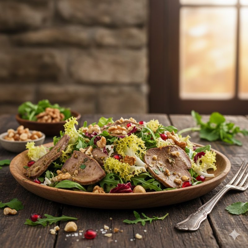 Салат из языка с ореховой заправкой