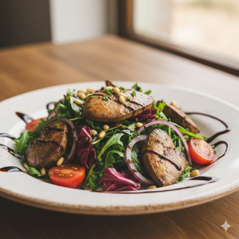 Салат с куриной печенью