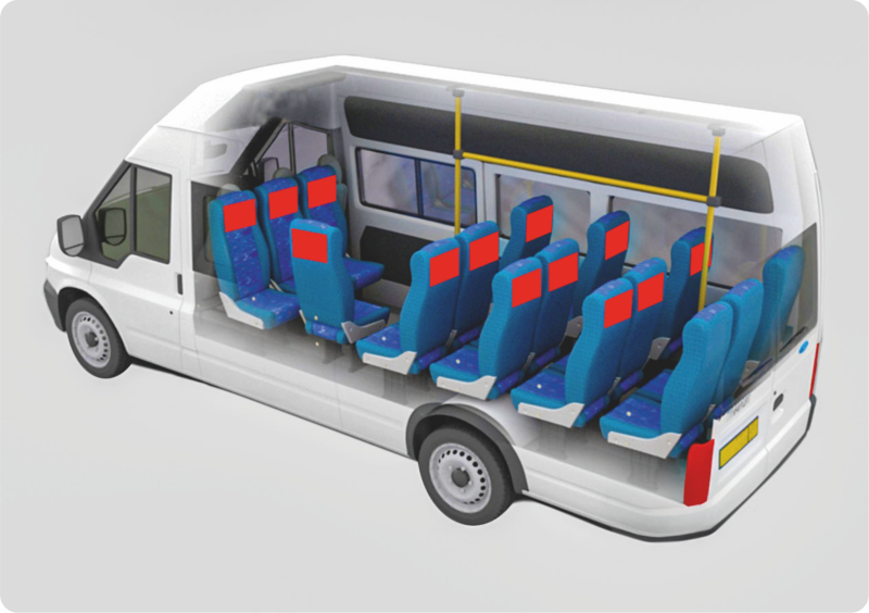 Реклама на подголовниках в маршрутном такси