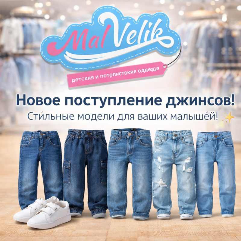 Новое поступление джинсов в "МалВелик": стильные модели для ваших малышей! ✨