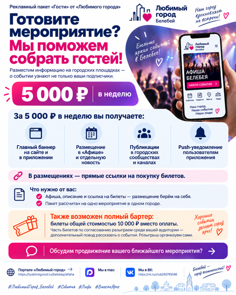 Рекламный пакет «Гости» от «Любимого города» 🤝