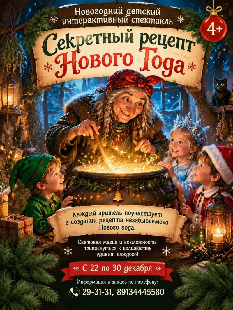 Новогодний детский интерактивный спектакль «Секретный рецепт Нового года»!
