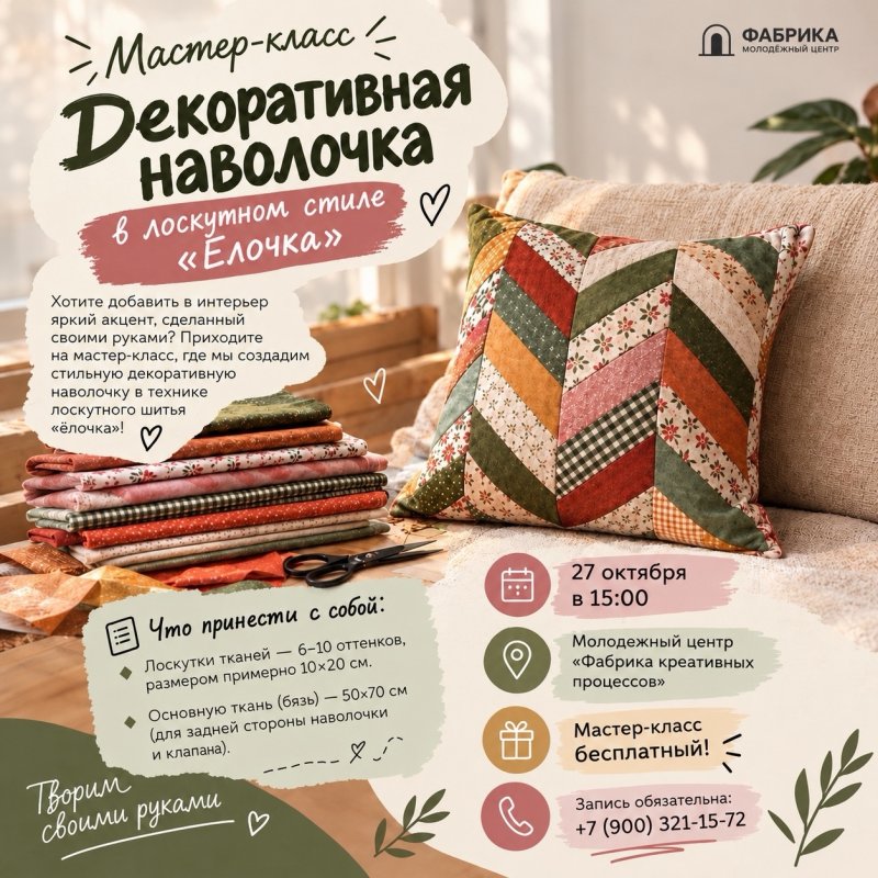 Мастер-класс «Декоративная наволочка» в стиле «Ёлочка»