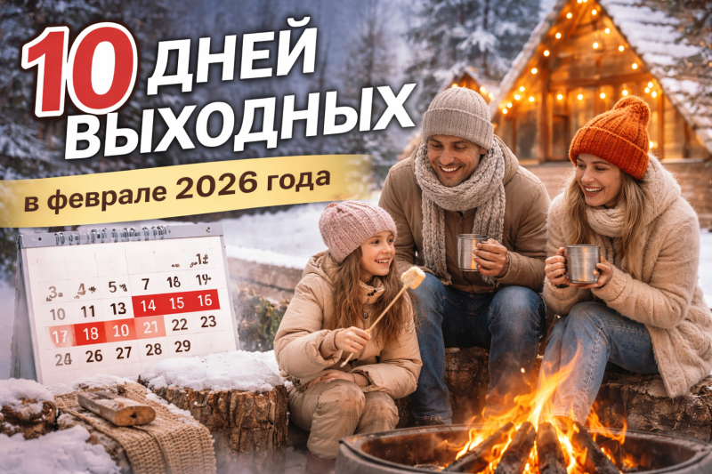 В феврале 2026 года россиян ждут сразу 10 выходных подряд