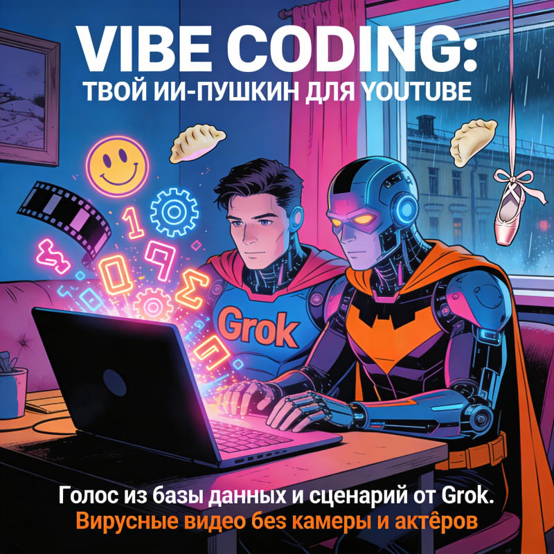 Vibe Coding для YouTube: как Grok и Claude пишут сценарий, а ИИ-видео его озвучивает