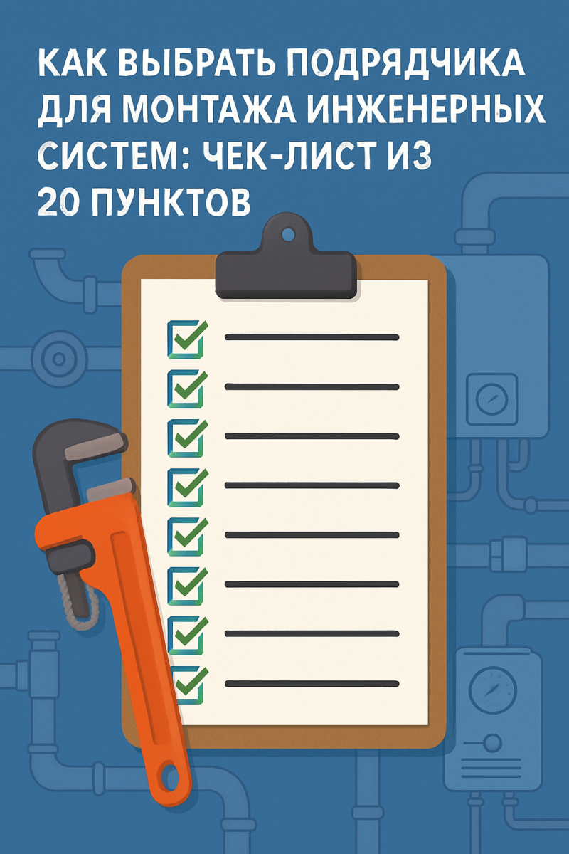 Как выбрать подрядчика для монтажа инженерных систем: чек-лист из 20 пунктов