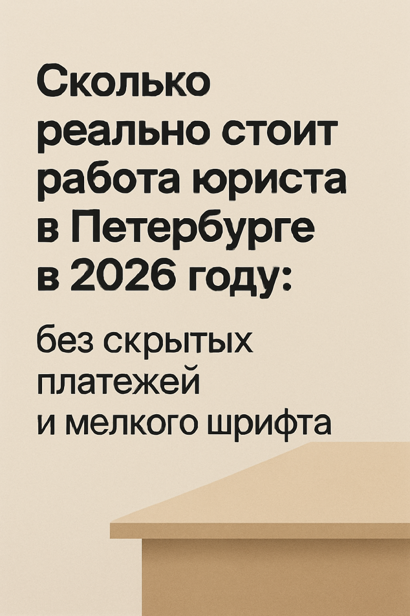 Сколько реально стоит работа юриста в Петербурге в 2026 году: без скрытых платежей и мелкого шрифта