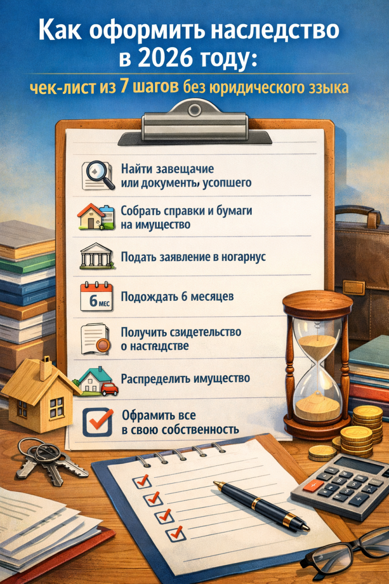 Как оформить наследство в 2026 году: чек-лист из 7 шагов без юридического языка