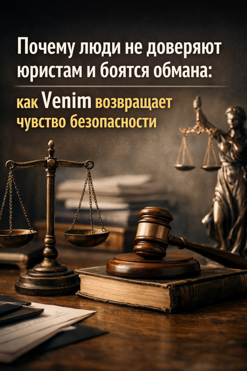 Почему люди не доверяют юристам и боятся обмана: как Venim возвращает чувство безопасности