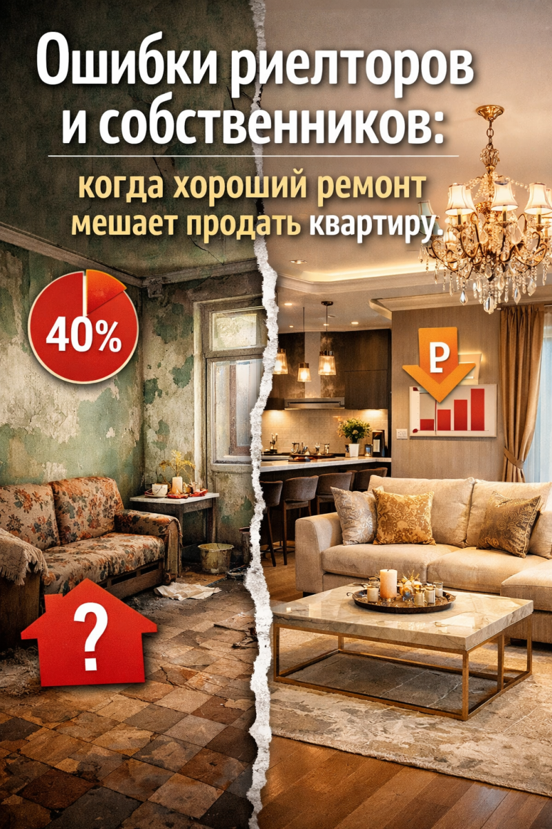 Ошибки риелторов и собственников: когда хороший ремонт мешает продать квартиру.