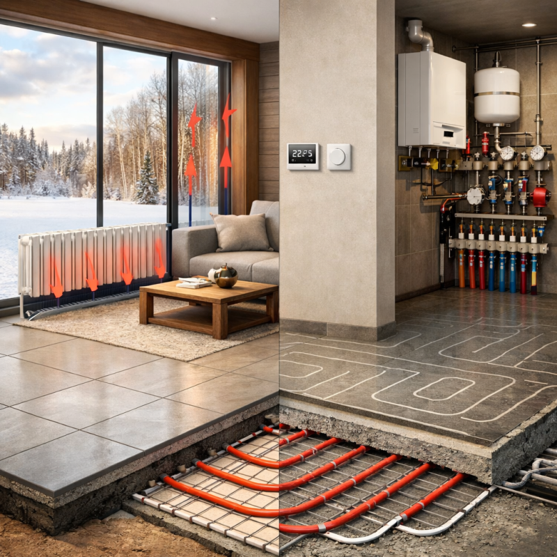 Водяные теплые полы vs радиаторы: что выбрать?