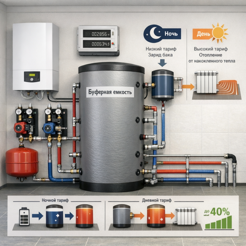 Как снизить расходы на отопление на 40%: кейс с буферной емкостью
