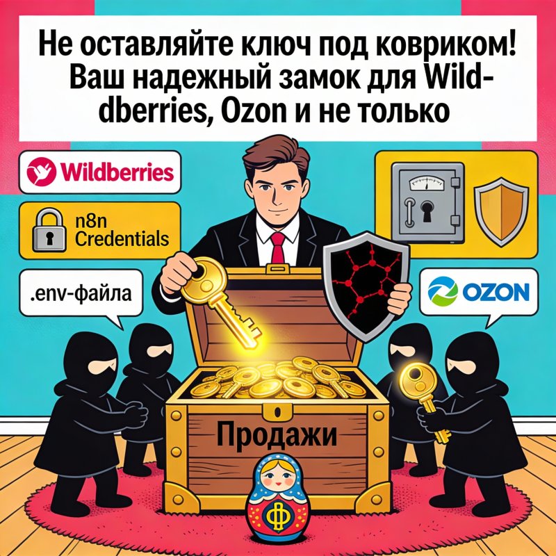 Безопасность: Хранение API-ключей маркетплейсов в n8n Credentials — ключ к защите данных